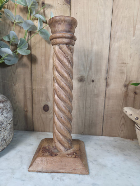 Vintage Reclaimed Wabi Sabi Rustic Indian Wooden Candlestick Candle Holder