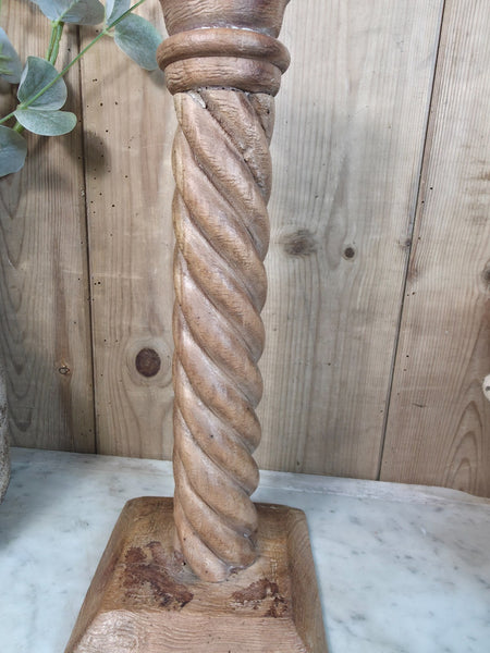Vintage Reclaimed Wabi Sabi Rustic Indian Wooden Candlestick Candle Holder