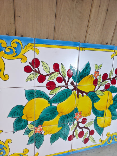 Italian Ceramic Hand Painted Terracotta Lemon Tree Kitchen Tiles Splashback