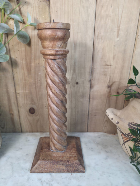Vintage Reclaimed Wabi Sabi Rustic Indian Wooden Candlestick Candle Holder