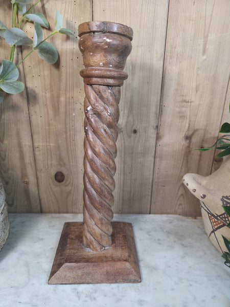 Vintage Reclaimed Wabi Sabi Rustic Indian Wooden Candlestick Candle Holder