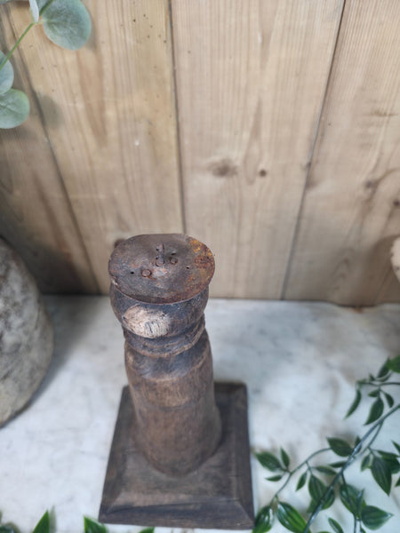 Vintage Reclaimed Wabi Sabi Rustic Indian Wooden Candlestick Candle Holder