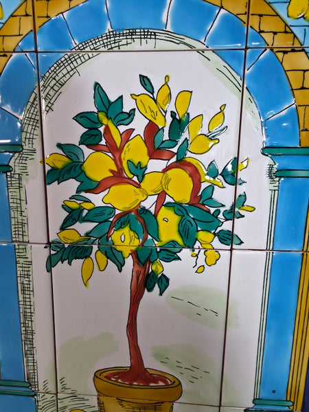 Italian Ceramic Hand Painted Terracotta Lemon Tree Kitchen Tiles Splashback