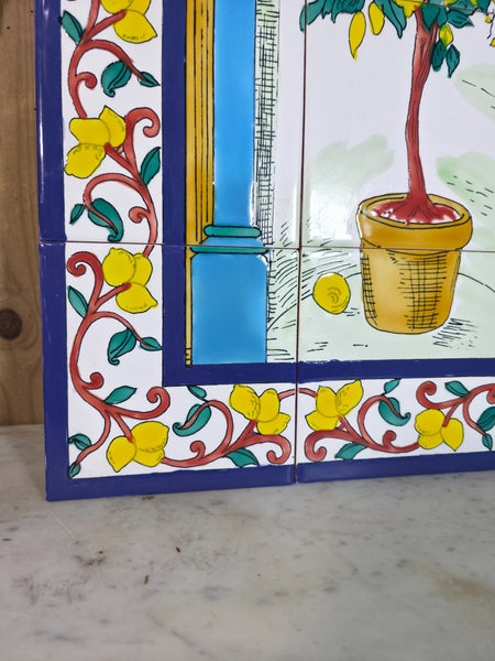Italian Ceramic Hand Painted Terracotta Lemon Tree Kitchen Tiles Splashback