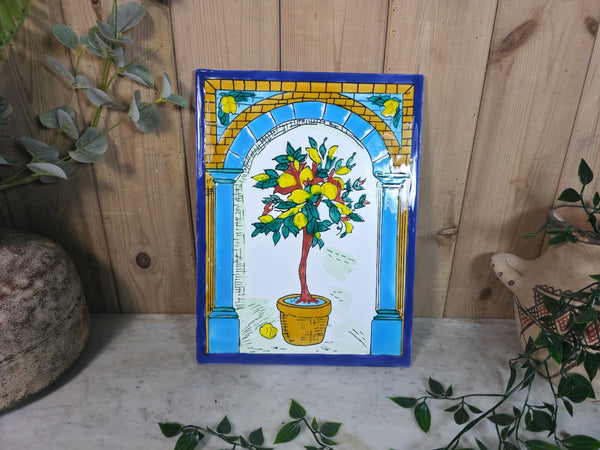 Italian Ceramic Hand Painted Terracotta Lemon Tree Kitchen Tiles Splashback