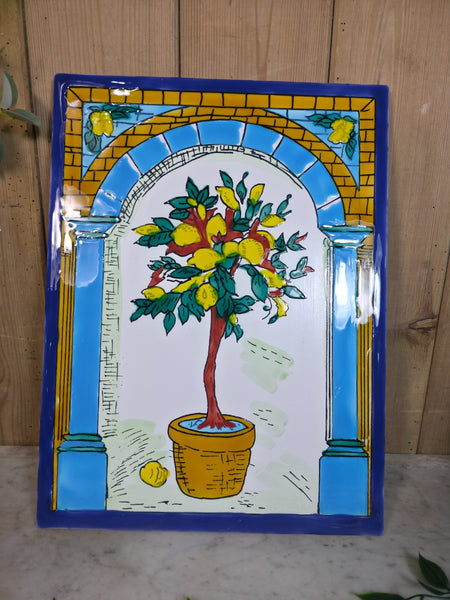 Italian Ceramic Hand Painted Terracotta Lemon Tree Kitchen Tiles Splashback