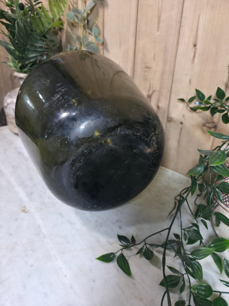 Vintage Rustic French Large Green Hand Blown Glass Demijohn Carboy Wedding Prop