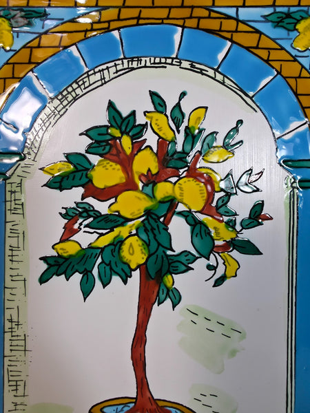 Italian Ceramic Hand Painted Terracotta Lemon Tree Kitchen Tiles Splashback