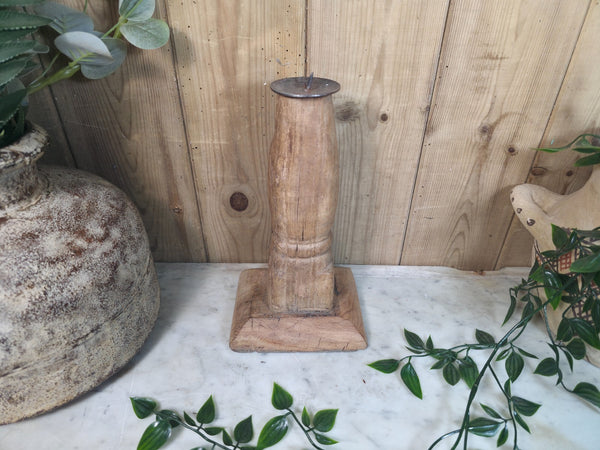 Vintage Reclaimed Wabi Sabi Rustic Indian Wooden Candlestick Candle Holder
