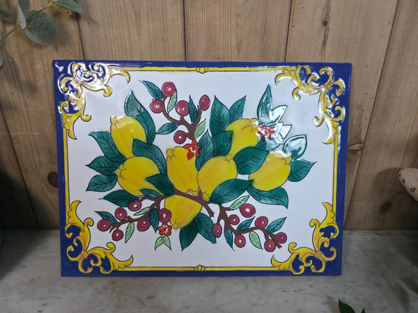 Italian Ceramic Hand Painted Terracotta Lemon Tree Kitchen Tiles Splashback