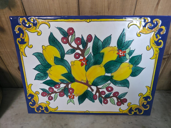 Italian Ceramic Hand Painted Terracotta Lemon Tree Kitchen Tiles Splashback
