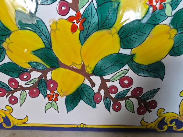 Italian Ceramic Hand Painted Terracotta Lemon Tree Kitchen Tiles Splashback