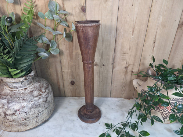 Vintage Reclaimed Wabi Sabi Rustic Indian Wooden Candlestick Candle Holder