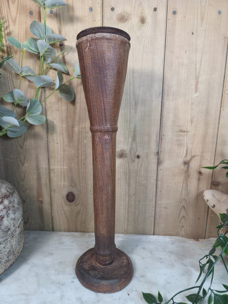 Vintage Reclaimed Wabi Sabi Rustic Indian Wooden Candlestick Candle Holder