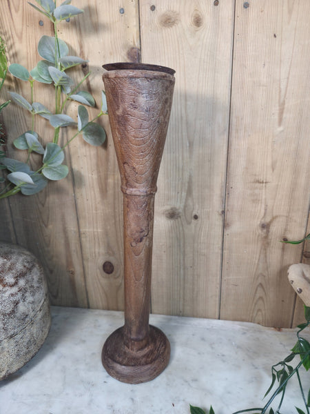 Vintage Reclaimed Wabi Sabi Rustic Indian Wooden Candlestick Candle Holder