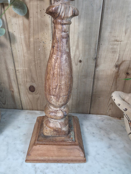 Vintage Reclaimed Wabi Sabi Rustic Indian Wooden Candlestick Candle Holder