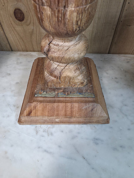 Vintage Reclaimed Wabi Sabi Rustic Indian Wooden Candlestick Candle Holder