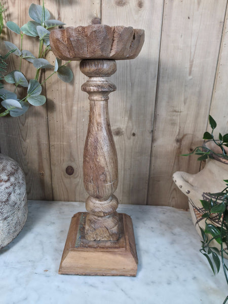 Vintage Reclaimed Wabi Sabi Rustic Indian Wooden Candlestick Candle Holder