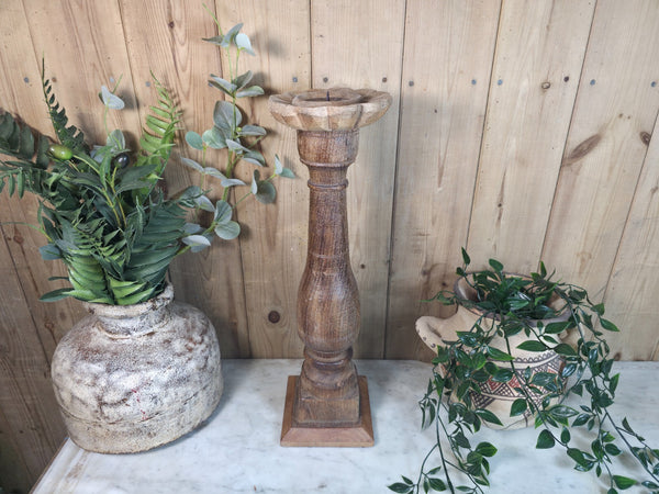 Vintage Reclaimed Wabi Sabi Rustic Indian Wooden Candlestick Candle Holder