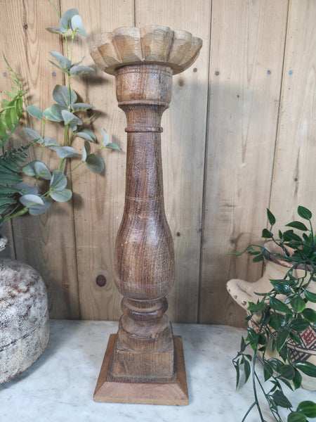 Vintage Reclaimed Wabi Sabi Rustic Indian Wooden Candlestick Candle Holder