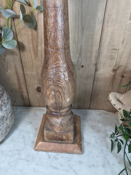Vintage Reclaimed Wabi Sabi Rustic Indian Wooden Candlestick Candle Holder