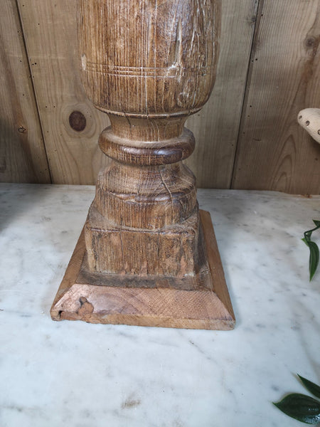Vintage Reclaimed Wabi Sabi Rustic Indian Wooden Candlestick Candle Holder