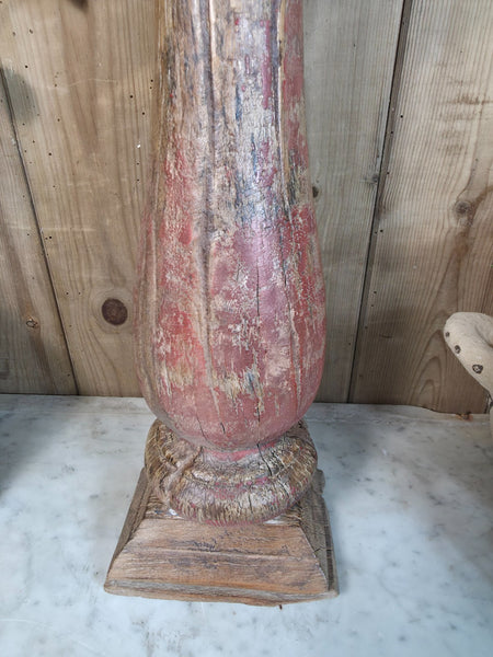 Vintage Reclaimed Wabi Sabi Rustic Indian Wooden Candlestick Candle Holder
