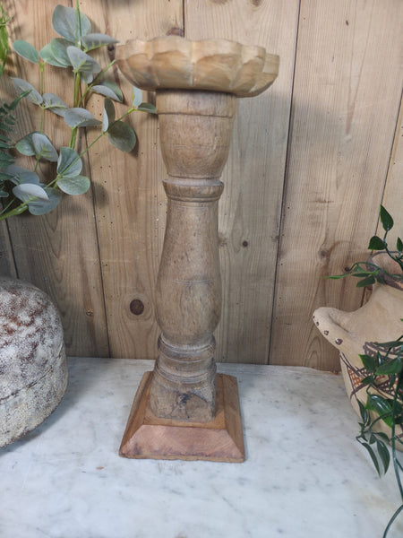 Vintage Reclaimed Wabi Sabi Rustic Indian Wooden Candlestick Candle Holder