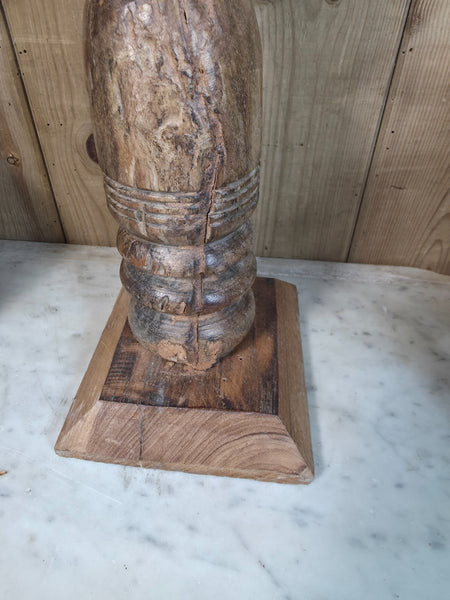 Vintage Reclaimed Wabi Sabi Rustic Indian Wooden Candlestick Candle Holder