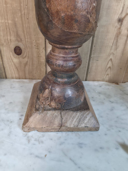 Vintage Reclaimed Wabi Sabi Rustic Indian Wooden Candlestick Candle Holder