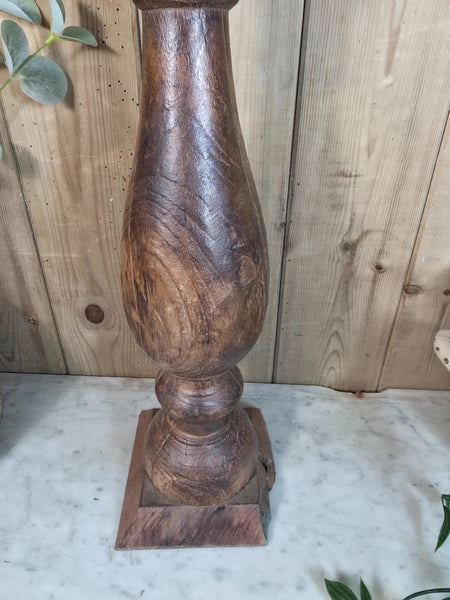 Vintage Reclaimed Wabi Sabi Rustic Indian Wooden Candlestick Candle Holder
