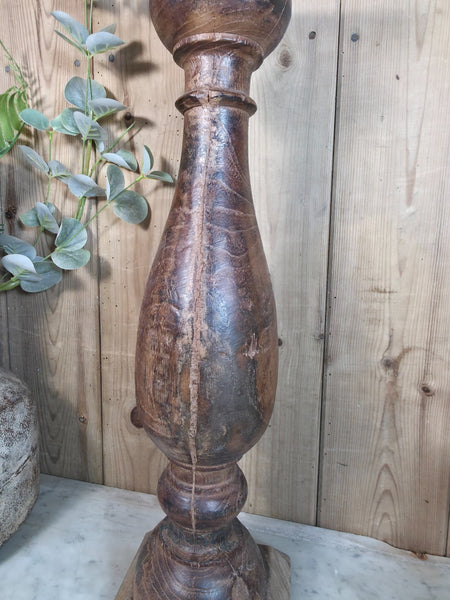 Vintage Reclaimed Wabi Sabi Rustic Indian Wooden Candlestick Candle Holder