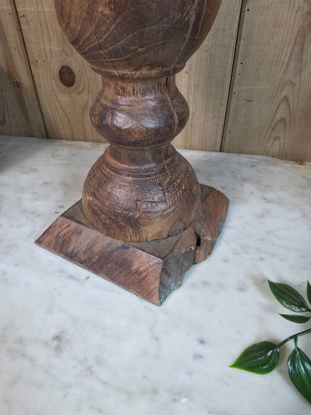 Vintage Reclaimed Wabi Sabi Rustic Indian Wooden Candlestick Candle Holder