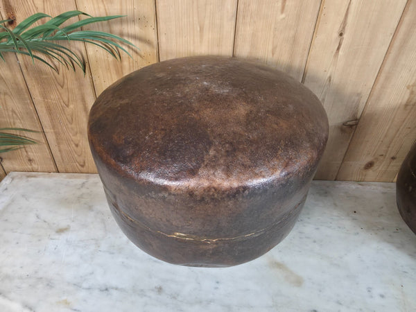 Old Vintage Rustic Wabi Sabi Heavy Duty Metal Iron Indian Water Pot Vase Carrier