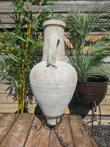 Large Rustic  Mediterranean Terracotta Greek Roman Amphora  Urn On Stand