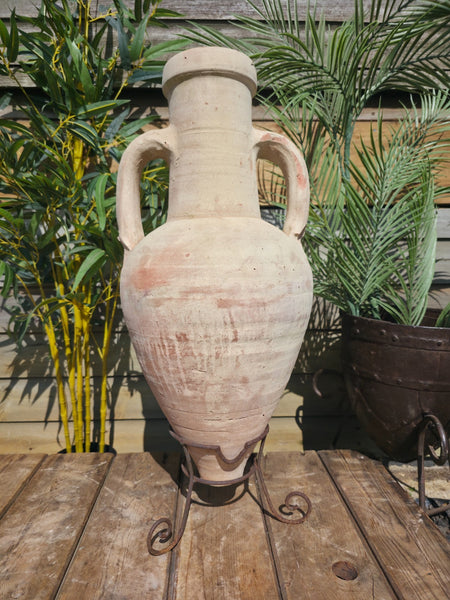 Large Rustic  Mediterranean Terracotta Greek Roman Amphora  Urn On Stand