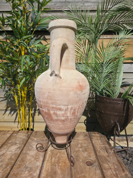Large Rustic  Mediterranean Terracotta Greek Roman Amphora  Urn On Stand
