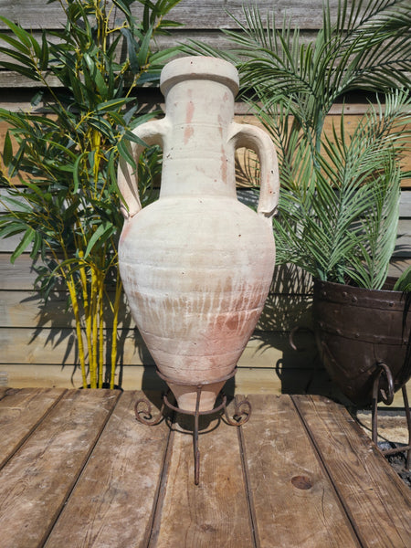 Large Rustic  Mediterranean Terracotta Greek Roman Amphora  Urn On Stand