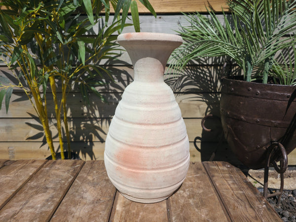 Rustic Wabi Sabi Hand Made Mediterranean Greek Style Terracotta Vase Urn Pot