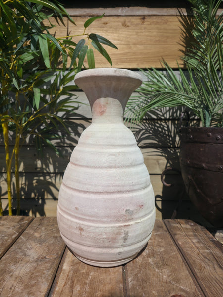 Rustic Wabi Sabi Hand Made Mediterranean Greek Style Terracotta Vase Urn Pot