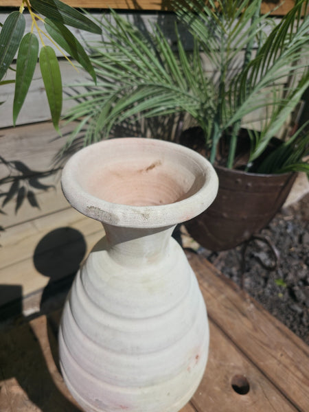 Rustic Wabi Sabi Hand Made Mediterranean Greek Style Terracotta Vase Urn Pot