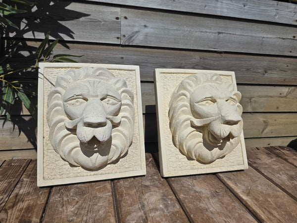Cast Stone Lion Head Water Feature Wall Fountain Plaque
