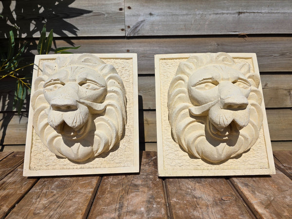 Cast Stone Lion Head Water Feature Wall Fountain Plaque