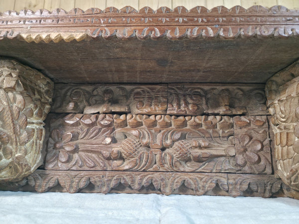 Antique Indian Carved Wooden Architectural Wall Shelf Plinth