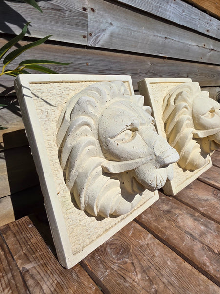 Cast Stone Lion Head Water Feature Wall Fountain Plaque