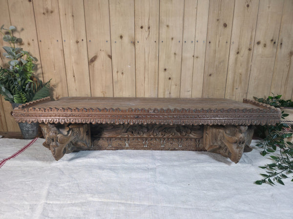 Antique Indian Carved Wooden Architectural Wall Shelf Plinth