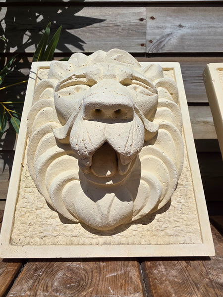 Cast Stone Lion Head Water Feature Wall Fountain Plaque