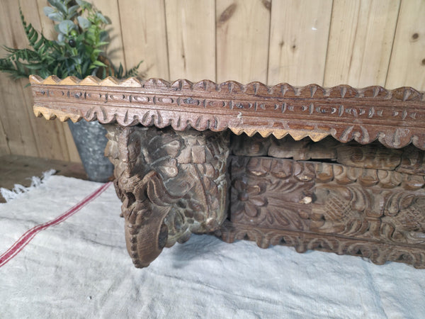 Antique Indian Carved Wooden Architectural Wall Shelf Plinth