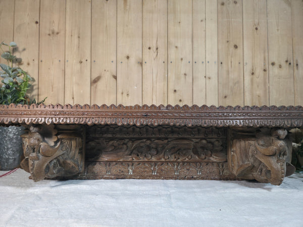 Antique Indian Carved Wooden Architectural Wall Shelf Plinth