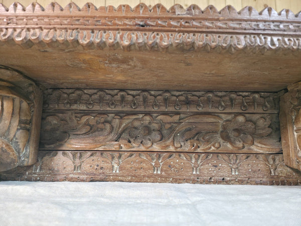 Antique Indian Carved Wooden Architectural Wall Shelf Plinth